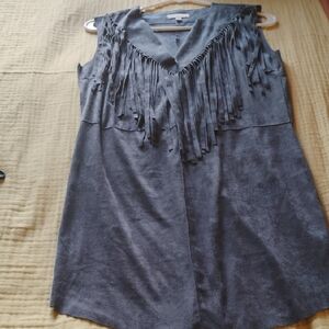 Gray Blue Fringe Sleeveless Dress
